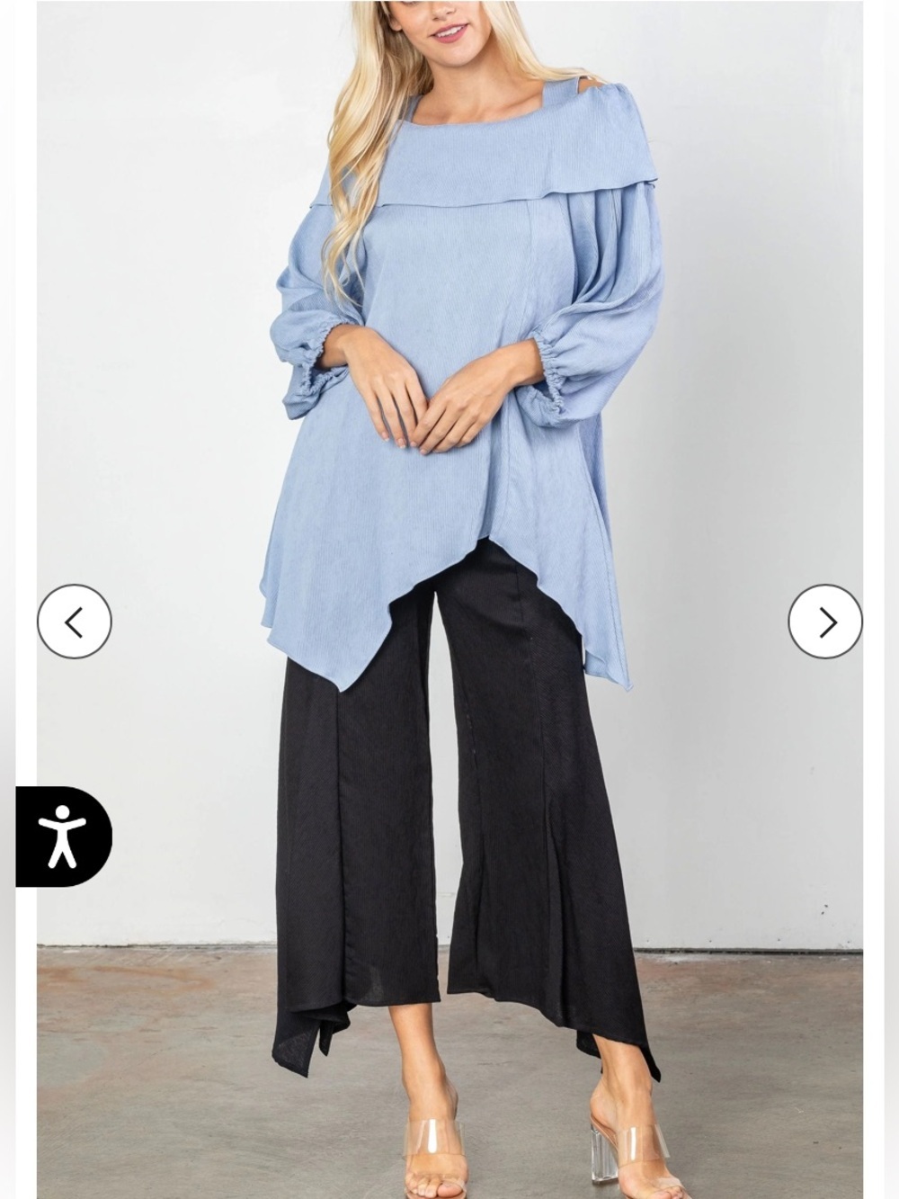 IC Collection By Connie K Light Blue Asymmetrical Tunic Top
